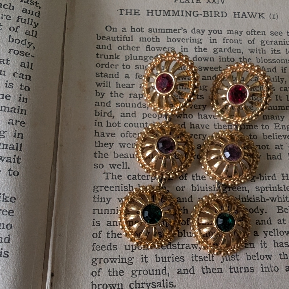 Vintage Swarovski Gold and Gemstone Earrings - Picture 8 of 10